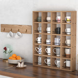 WYJREES Wooden Coffee Mug Display Rack, Wall Mounted Coffee Cup Display Shelf, Hold 24 Mugs, Rustic Shot Glass Display Case, Coffee Mug Holder Organizer for Kitchen, Coffee Station (23.6 * 29.5in) WYJREES