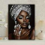 African woman diamond art kits for adults,Partial 5D Diy diamond painting kit for beginners,Special shaped diamond art,sparkling gem art,Diamond Mosaic embroidery gift,living room decor,11.81x15.7inch KUFWKEY