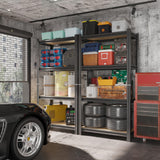 ErgoNova 4 Tier Garage Shelving Wood Storage Shelves 4000 lb Load Capacity Adjustabl Shelf Units 45.6" H*23.6" W*11.8" D Metal Shelving Suitable for Basement Warehouse Pantry,Black ErgoNova