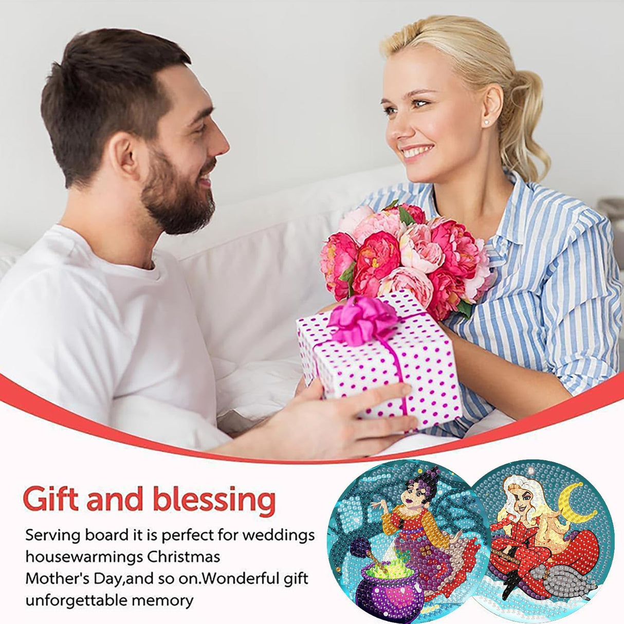 CEUHROG 6 Pcs Diamond Paintings Coasters Kits with Holder, DIY Halloween Coaster Diamond Art Kits,Full Drill Rhinestone Painting Kits for Adults Ki,Beginners Art Craft Supplies CEUHROG