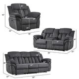 CANMOV Recliner Sofa Set, Oversize Power Lift Recliner Chair, Manual Loveseat and 3-Seat Sofa with Overstuffed Armrest for Living Room,Bedroom Furniture,Office,1+2+3 Seat Grey CANMOV
