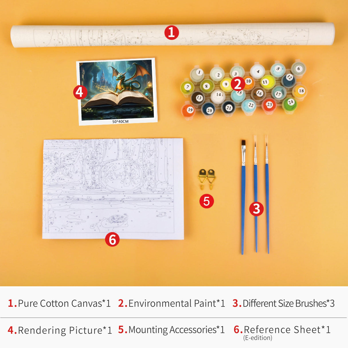 Rebotipy Paint by Numbers for Adults Beginner,Mysterious Open Book and Dragon Oil Painting Style Cute Dragon Canvas Paintting by Numbers Kits for Home Decor 16 * 20 inch Rebotipy