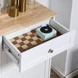 HOMCOM Kitchen Tilt Out Trash Bin Cabinet Free Standing Recycling Cabinet Trash Can Holder with Drawer, White HOMCOM