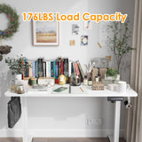 STARY Electric Adjustable Height Sit Stand Home Office Desk with Splice Board, 48x24, White Desktop/White Frame STARY