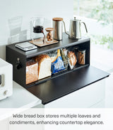 Yamazaki Home Tower Wide Bread Box Keeper Holder Container, Metal Bread Holder Saver, Large Counter Storage - Steel YAMAZAKI