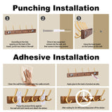 LECHYN 17.3" Small Walnut Wood Coat Rack Wall Mount with 5 Hooks, Heavy Duty Wooden Jacket Hanger Door Mounted for Decorative Entryway Bathroom Hanging Towel Backpack Purse Clothes Hat Key Gold LECHYN