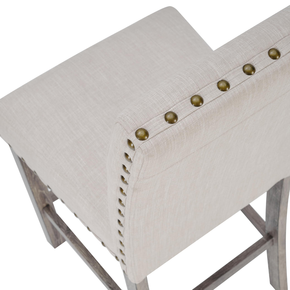 Bar Stools Set of 4, 25.5' Farmhouse Counter Height Barstools, Linen Upholstered Bar Chairs with Ergonomic Backrest and Wood Legs for Kitchen Island, Home Bar, Beige Farati