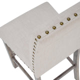 Bar Stools Set of 4, 25.5' Farmhouse Counter Height Barstools, Linen Upholstered Bar Chairs with Ergonomic Backrest and Wood Legs for Kitchen Island, Home Bar, Beige Farati