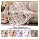 CASAAGUSTO Boho Throw Blanket - Beige and Gray Decorative Blankets with Tassel, Printed Flannel Bohemian Blanket for Chair, Bed, Sofa, Couch(50 * 60, Beige and Gray) CASAAGUSTO