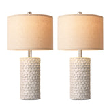 PARTPHONER 23" Modern Ceramic Table Lamp Set of 2, Table Lamps for Living Room, Rustic Farmhouse Bedside Lamps Nightstand lamp for Bedroom, White Desk Lamp for End Table Home Decor Beige PARTPHONER