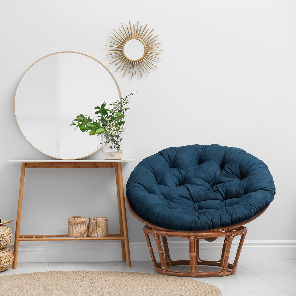 Blazing Needles Microsuede Papasan Cushion, 1 Count (Pack of 1), Indigo Blazing Needles