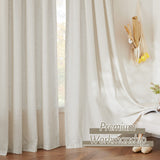 RYB HOME Flax Linen Blend Curtains 84 Inches Long - Semi Sheer Breathable Woven Light Filtering Window Treatment Drapes for Living Room, Bedroom, Office, Nursery, W 52" x L 84", 2 Panels, RYB HOME