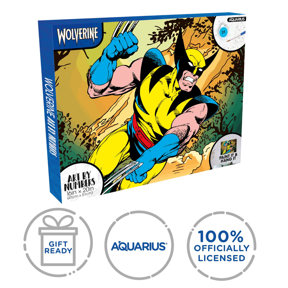 AQUARIUS Wolverine Art by Numbers- Art by Numbers - 16 x 20 inches Marvel Deadpool Themed Paint by Number for Adults & Kids - DIY Color by Number Paint Kit for Beginner - Officially Licensed AQUARIUS