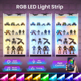 AODK Display Cabinet with LED Lights, Display Case with Glass Storage Shelves, 4-Tiers Curio Cabinet for Collectibles, Display Shelf, White AODK