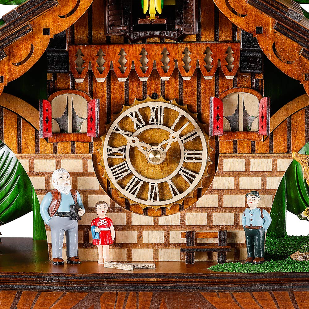 Kintrot Cuckoo Clock Traditional Chalet Black Forest House Clock Handcrafted Wooden Wall Pendulum Quartz Clock Kintrot