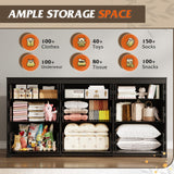 WLIVE 9 Drawer Dressers, Modern Large Wood Dresser Chest for Bedroom Organize with Sturdy Metal Handle, TV Stand for 75 inch TV, Living Room Office, Hallway, Ball Bearing Slide, Black (63" W) WLIVE