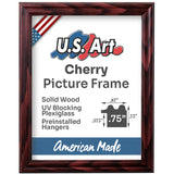 US Art Cherry 15x20.5 Puzzle Frame .75" Inch Wide - Handmade Solid Wood Picture Frames with Preinstalled Hangers and UV Blocking Plexiglass Frames US Art