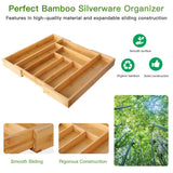 Pipishell Bamboo Expandable Drawer Organizer for Utensils Holder, Adjustable Cutlery Tray, Wood Drawer Dividers Organizer for Silverware, Flatware, Knives in Kitchen, Bedroom, Living Room Pipishell