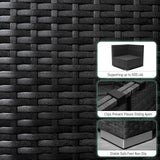 RADIATA 9 Piece Wicker Patio Furniture Set with Fire Pit, All-Weather Outdoor Sectional Couch High Back Large Size, Modular Backyard Seating Sofa Set with Propane/Natural Gas Firepit Table, Grey&Black RADIATA