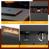 Vongrasig 7 Piece Patio Furniture Sets with 45 Inch Fire Pit Table All Weather PE Wicker Rattan Outdoor Sectional Sofa Couch Conversation Set w/Glass Table for Lawn, Garden, Backyard (Red) Vongrasig