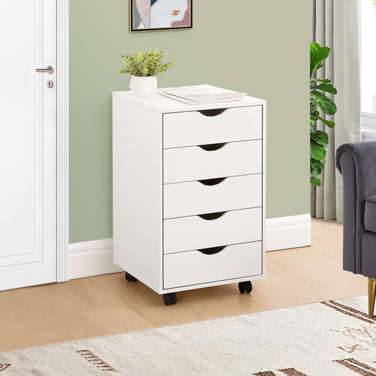 Naomi Home Office File Cabinets Wooden File Cabinets for Home Office Lateral File Cabinet Wood File Cabinet Mobile File Cabinet Mobile Storage Cabinet Filing Storage Drawer White/5 Drawer - WoodArtSupply