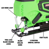 OEMTOOLS 24489 20V Li-ion Cordless Jig Saw With Battery And Charger With Ballistic Nylon Tote, 0-2500 SPM Variable Speed 2.0Ah Handheld Electric Jigsaw, Cordless OEMTOOLS