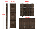 Room Divider 6 Panel Room Screen Divider Wooden Screen Folding Portable partition Screen Wood with Removable Storage Shelves Colour Brown FDW
