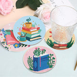 8 Pcs Book Diamond Art Coasters Kit for Adults, Book Lovers Wooden Coffee Diamond Painting Coasters with Holder, 5D Gem Art Dots Painting Coaster With Cork Pads - Crafts Supplies for Home Decor Fotasmua