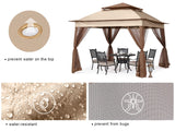 MASTERCANOPY Patio Gazebo Outdoor Pop Up Gazebo with Mesh Walls (Champagne, 11x11) MASTERCANOPY