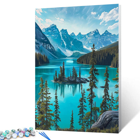 The Rocky Mountains Painting Paint by Number Kits 16 x 20 inch Jasper National Park Canvas DIY Colorado River Oil Painting for Kids Adults Beginner with Brushes and Acrylic Art Gift(Without Frame) Tucocoo
