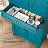 LCAOPC 71" Tall Pantry Storage Cabinet with Drawer and Adjustable Shelves, Freestanding Tall White Kitchen Cupboard Storage Cabinet for Kitchen,Dining Room, Living Room, Blue LCAOPC