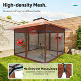 Quictent 13'x13' Pop up Gazebo Canopy Tent, One Person Set up Portable Instant Folding Shelter, Outdoor Canopy Tent with Extra Shade for Backyard, Patio, Party - Khaki Quictent