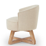 NoeBanJe Swivel Accent Chair, Farmhouse Retro Swivel Chair, Dressing Chair, Linen Fabric Upholstered Reading Chair with Wood Base Bucket Chair for Living Room, Bedroom, Office, Dresser (Beige) NoeBanJe