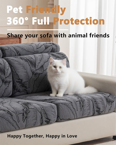 Cgeluy Sofa Cover Washable Sectional Couch Covers Sofa Slipcovers for 3 Cushion Couch Pet Friendly L Shaped Couch Protector Leaf Printed Covers for Dogs Kids Cgeluy