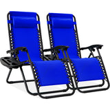Best Choice Products Set of 2 Adjustable Steel Mesh Zero Gravity Lounge Chair Recliners w/Pillows and Cup Holder Trays - Cobalt Blue Best Choice Products