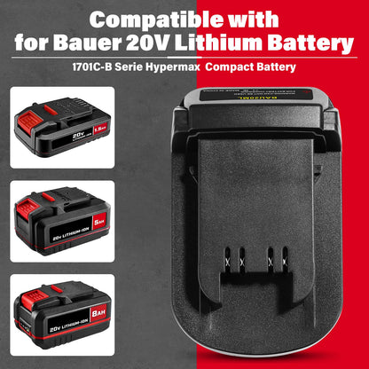 DEWDYS Adapter for Bauer to for Milwaukee 18V M18 Tools, for Bauer 20V Hyper Max Lithium Battery Convert to for Milwaukee M18 18V Battery,Fit for Milwaukee M18 18Volt Cordless Power Tools Use - WoodArtSupply