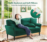 69" Small Sofa, Soft Small Couch with 2 Pillows, Comfy Love Seat Couches, Tool-Free Setup Loveseat Sofa, 700lb Load Sofas for Living Room, Cozy Couches for Living Room, Mini Couch for Bedroom, Green Kidirect