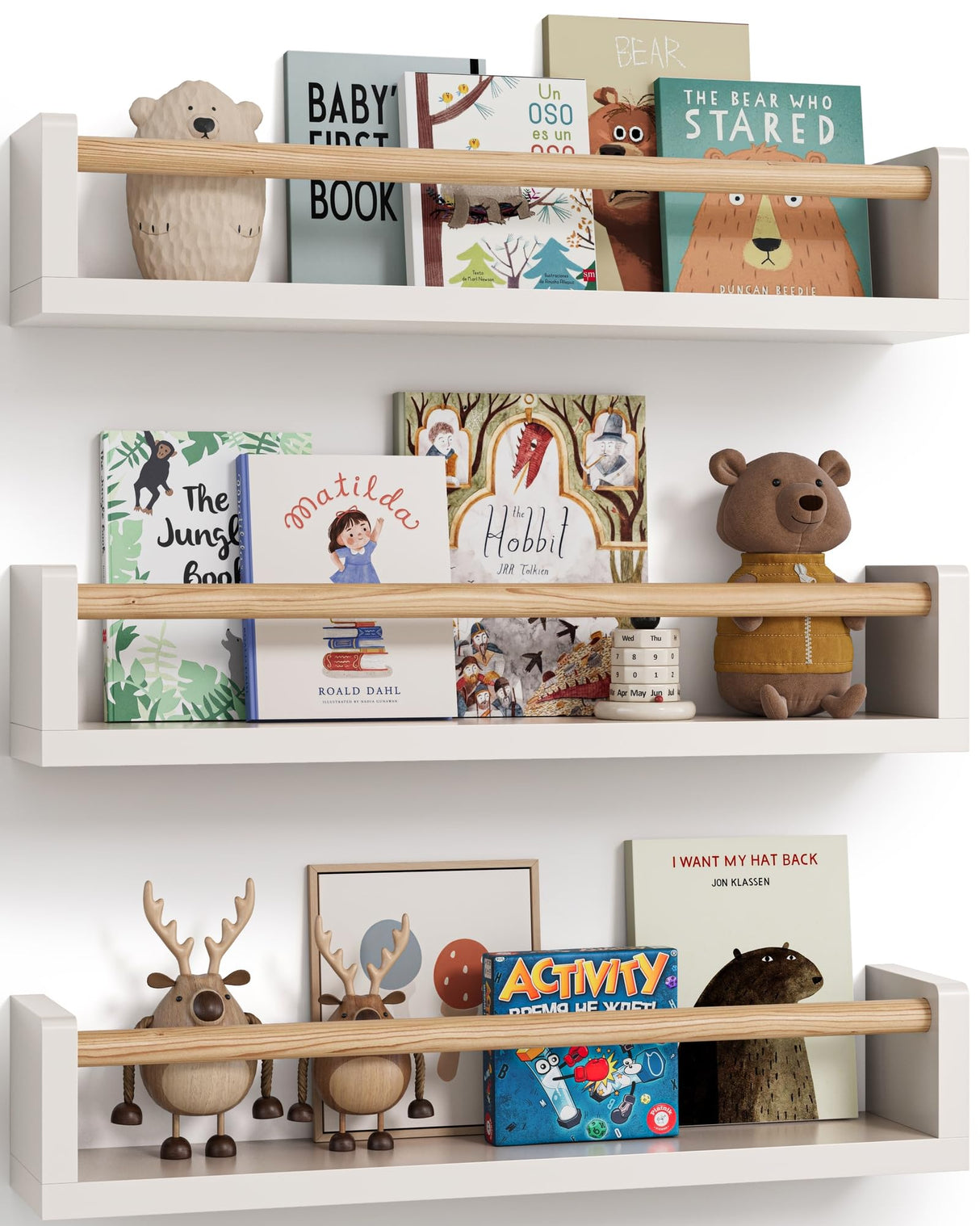 G&W Gruwald Nursery Book Shelves, Set of 3, Wall Bookshelf, Book Shelf for Kids Rooms, Wall Book Shelves for Bedroom Kids, Floating Shelf, Nursery Decor G&W Gruwald