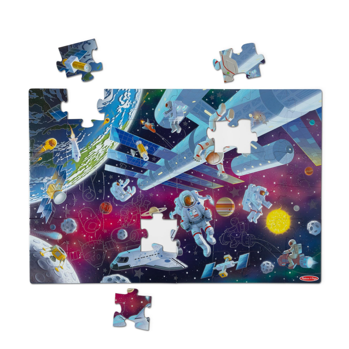Melissa & Doug Outer Space Glow-in-the-Dark Cardboard Jigsaw Floor Puzzle – 48 Pieces, for Boys and Girls 3+ - FSC Certified Melissa & Doug