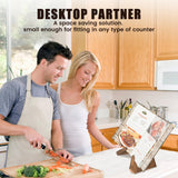 Cookbook Stand Holder Display Wooden: Rustic Wood Design - Adjustable Multifunctional Display Stand - Foldable Kitchen Counter Decor - Recipe Book Holder for Counter Canareen