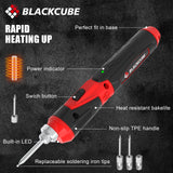 BLACKCUBE 4V Cordless Soldering Iron, Soldering Kit with 2000mAH Rapid Heat Lithium-Ion Battery and Solder Tips, LED Spotlight & Rechargeable Soldering Iron Kit, Professional Portable Welding Tool BLACKCUBE