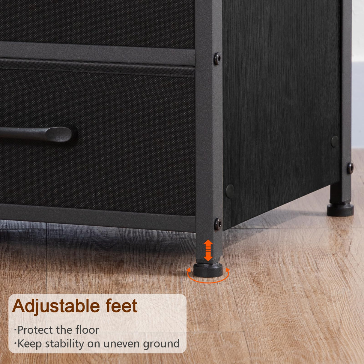 LOAKEKEL Night Stand, Tall Nightstand Set of 2 with Charging Station, Black Dresser for Bedroom with 4 Drawers, LED End Tables with USB Ports and Outlets, Bedside Table with Storage Bins, HNS034BK LOAKEKEL