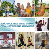 igolfluck Tree Swing Straps Hanging Kit 4FT/8FT/15FT/20FT/25FT, Extra Long Tree Swing Straps Holds 5500 lbs with Lock Carabiners & Tree Protectors, Safer for All Swing & Hammock (8FT) igolfluck