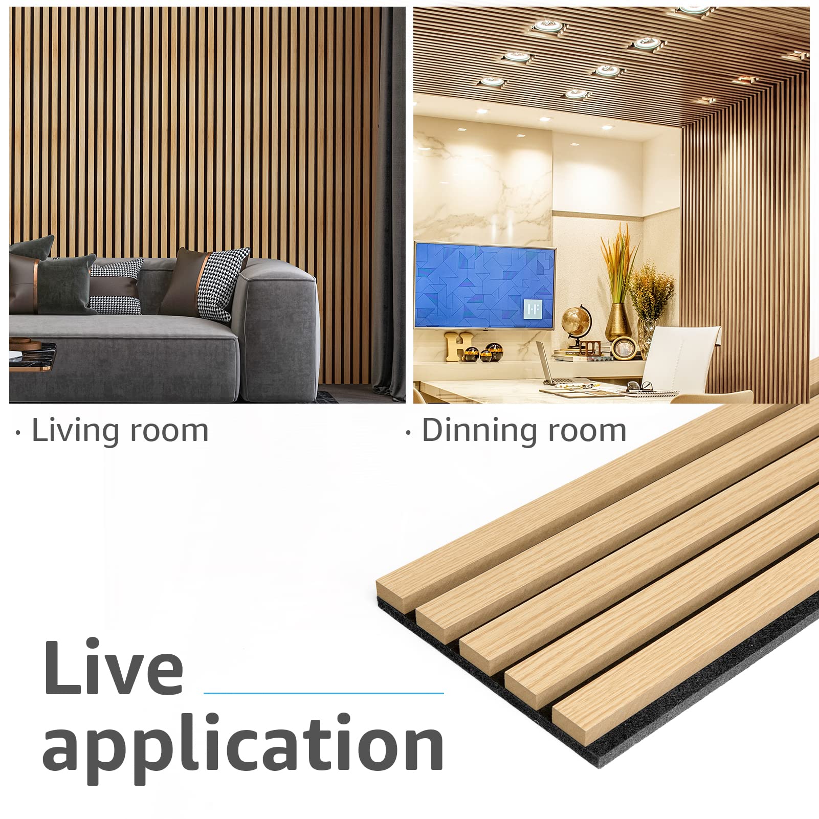 Art3d 4-Piece Wood Slat Acoustic Panels for Stylish Decor and Noise Reduction, 3D Textured Panel for Ceiling and Wall, Oak - WoodArtSupply