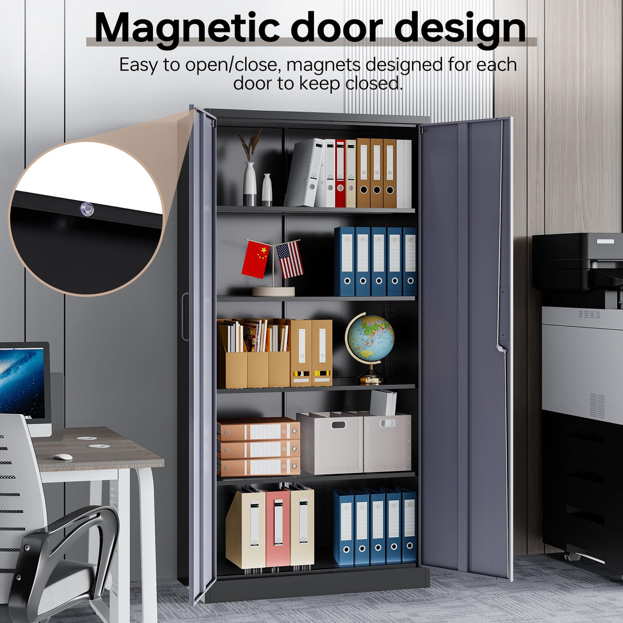 AFAIF Metal Storage Cabinet with Lock,71" Garage Cabinet with 2 Doors and 4 Adjustable Shelves, Steel Locking Cabinets Tall Tool Storage Cabinet, Lockable File Cabinet for Home Office, Pantry AFAIF