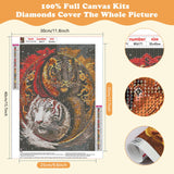 SENQAO Tiger Diamond Art Kits for Adults - Tiger Full Drill Diamond Dots Paintings for Beginners, Round 5D Paint with Diamonds Pictures Gem Art Painting Kits DIY Adult Crafts 12x16inch SENQAO
