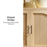 Walker Edison Sasha 4-Door Reeded Sideboard Buffet with Cord Management, 70 Inch, Coastal Oak Walker Edison