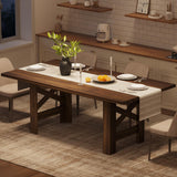 GarveeHome Dining Table for 6-8, 71" Long Large Wooden Farmhouse Kitchen Table with Thick Sturdy Frame, Rectangular Dining Room Dinner Table with Stable Triangular Legs for Kitchen,Office,Rustic Brown GarveeHome