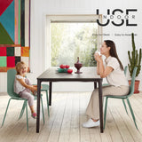 COLAMY Modern Dining Room Chairs Set of 4, Plastic Kitchen Chairs Stackable Patio Chairs with Metal Legs for Indoor, Outdoor, Restaurant, Bistro, Cafe, Light Green COLAMY