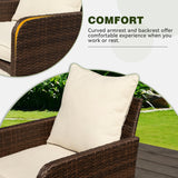 Suvivityse 5 Pieces Wicker Patio Furniture Set, Rattan Patio Conversations Sets, Patio Bistro Set with Ottoman and Table for Garden, Poolside, Backyard (Brown) Suvivityse